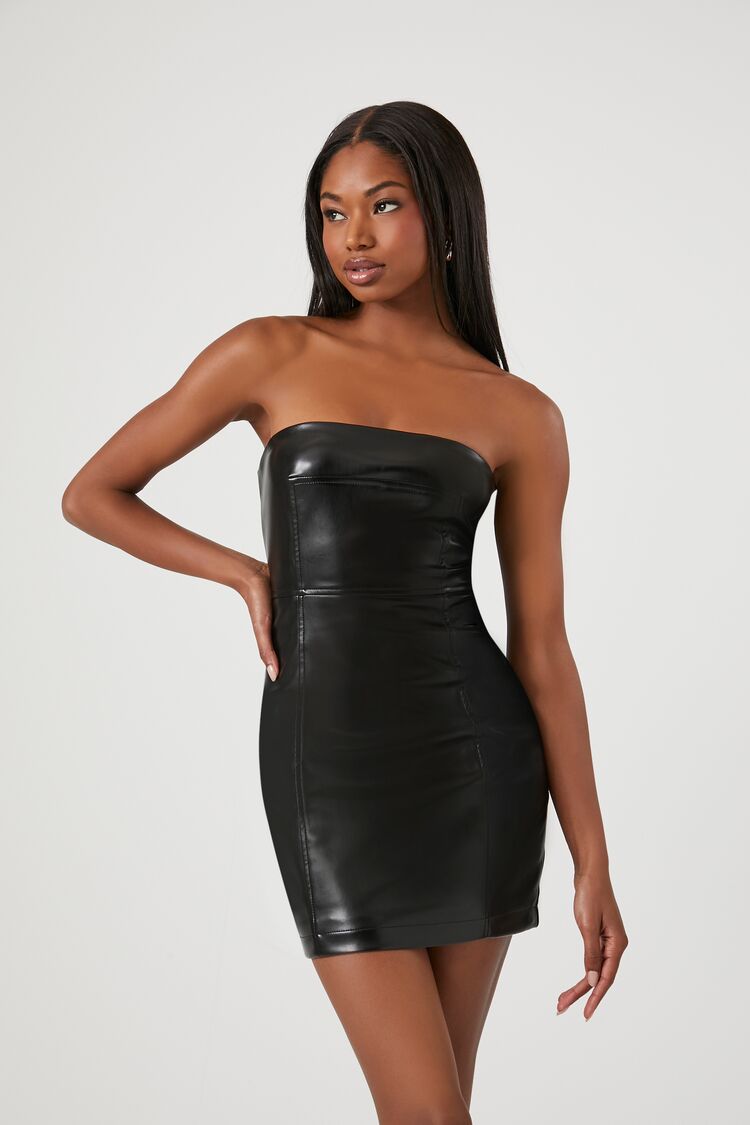 Faux Leather Mini Tube Dress