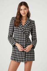 Tweed Houndstooth Print Mini Dress