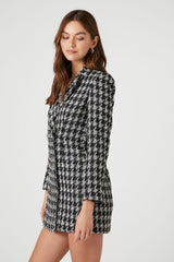 Tweed Houndstooth Print Mini Dress