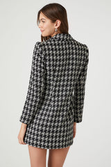 Tweed Houndstooth Print Mini Dress