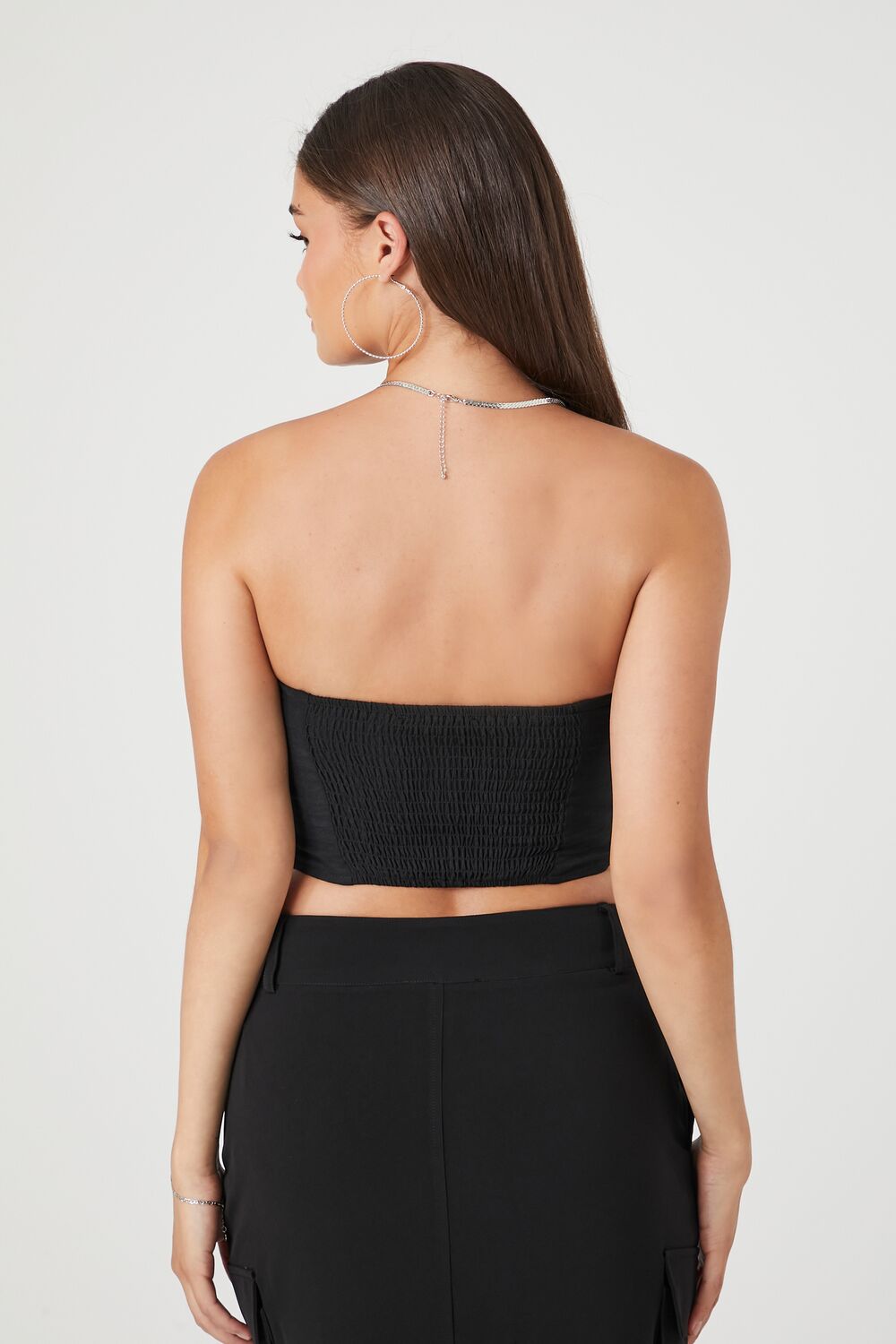 Flap Pocket Zip-Up Tube Top