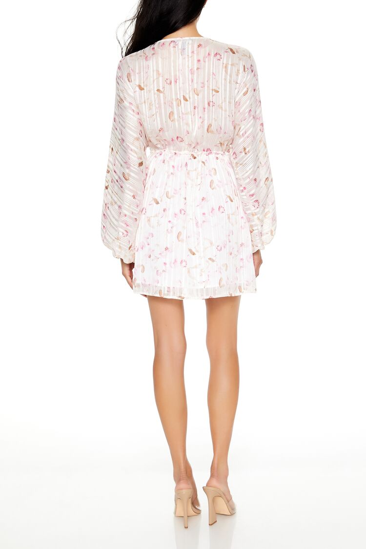 Satin Paisley Plunging V-Neck Mini Dress