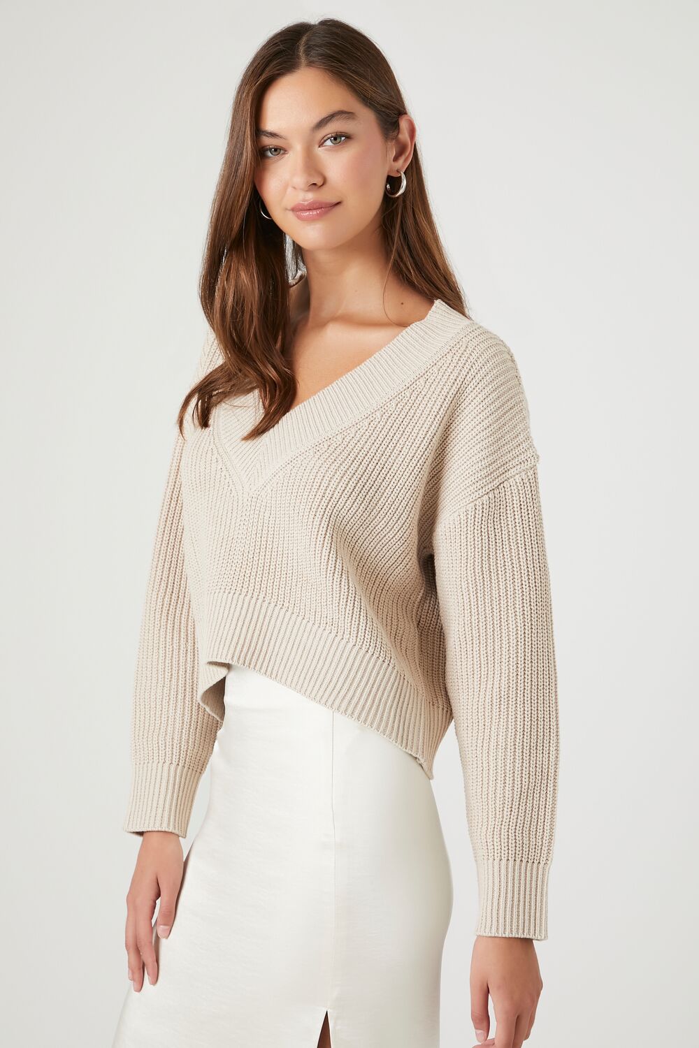 Drop-Sleeve Cropped Sweater
