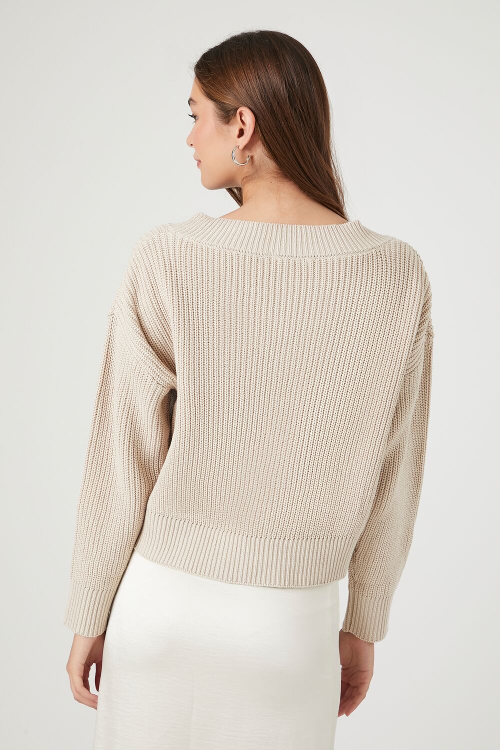 Drop-Sleeve Cropped Sweater