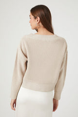 Drop-Sleeve Cropped Sweater