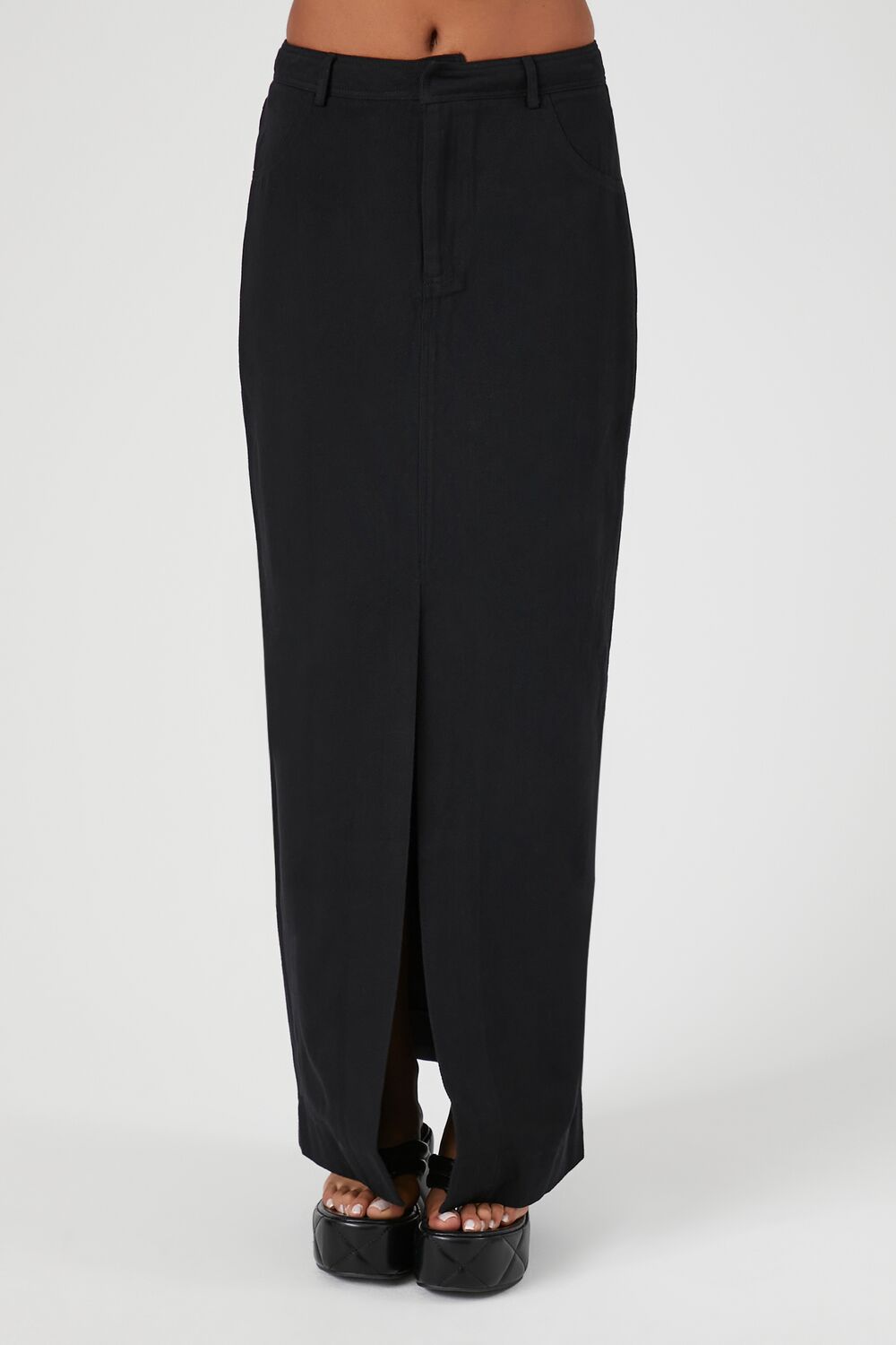 Twill Split-Hem Maxi Skirt