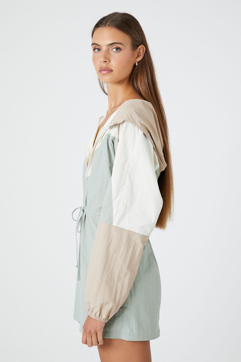 Colorblock Hooded Mini Dress