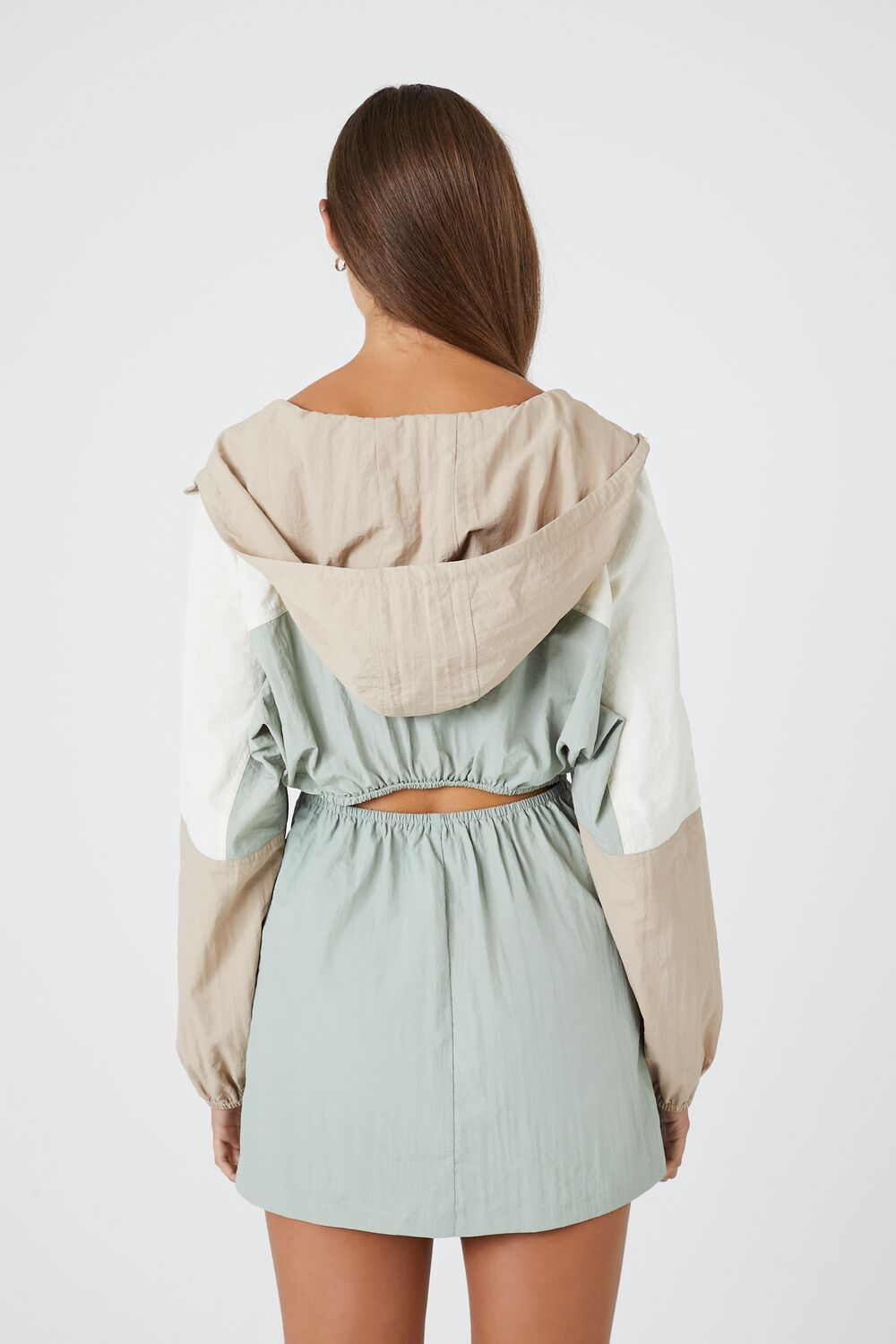 Colorblock Hooded Mini Dress