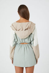 Colorblock Hooded Mini Dress