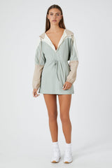 Colorblock Hooded Mini Dress