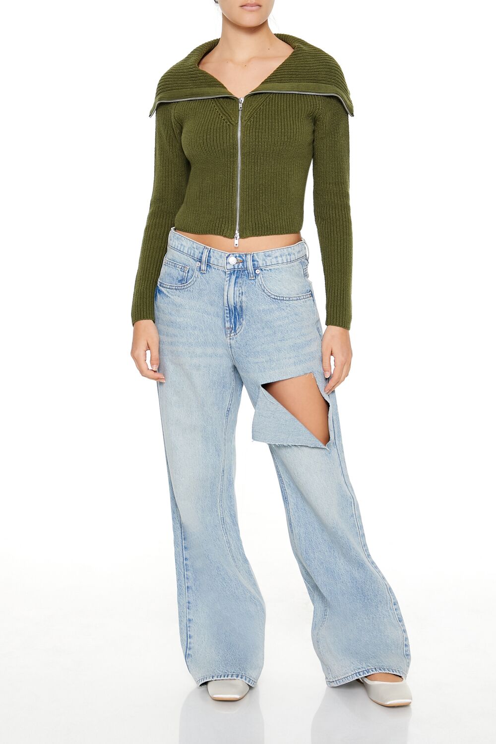 Zip-Up Cardigan Sweater