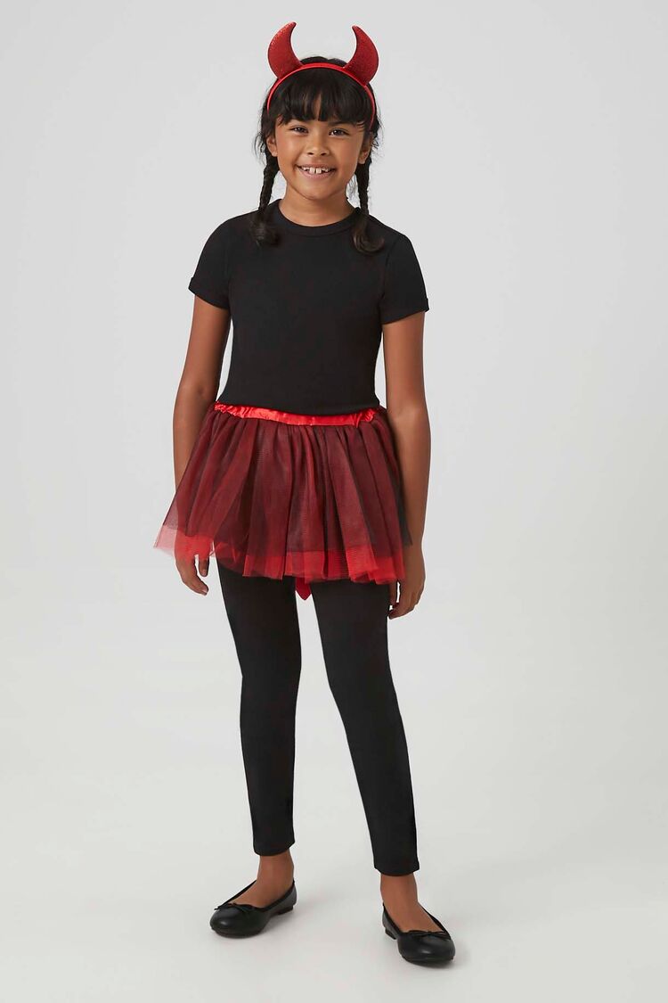 Girls Devil Skirt & Horns Costume Set (Kids)