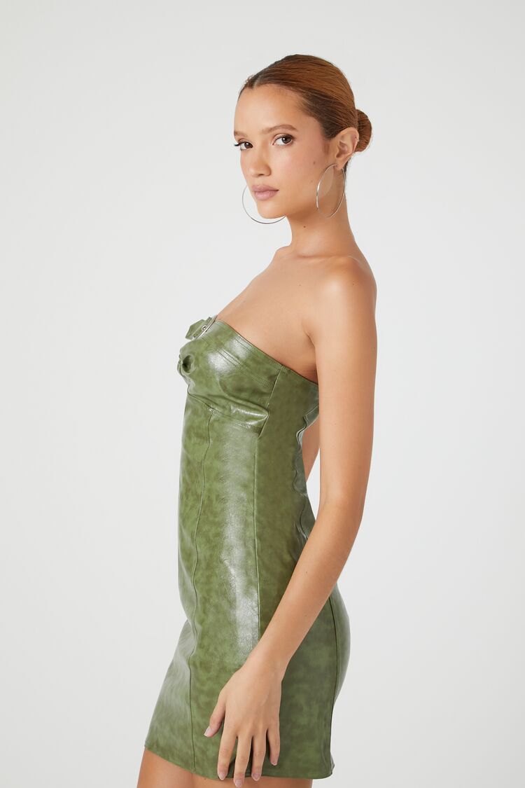 Faux Leather O-Ring Tube Dress