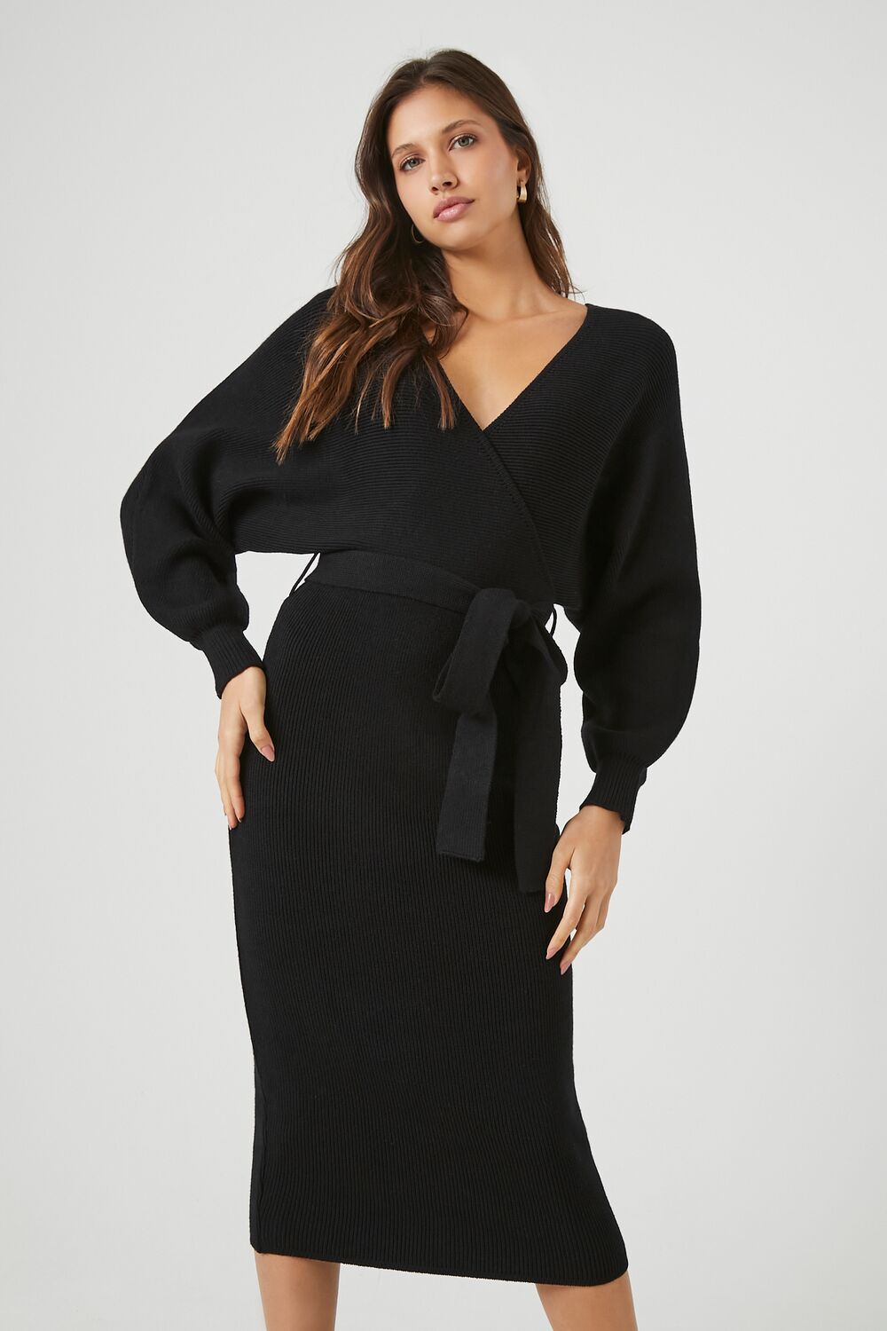 Sweater Midi Wrap Dress