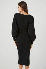 Sweater Midi Wrap Dress