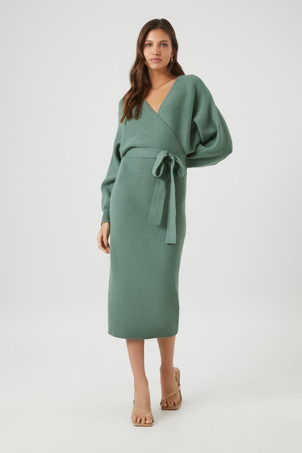 Sweater Midi Wrap Dress
