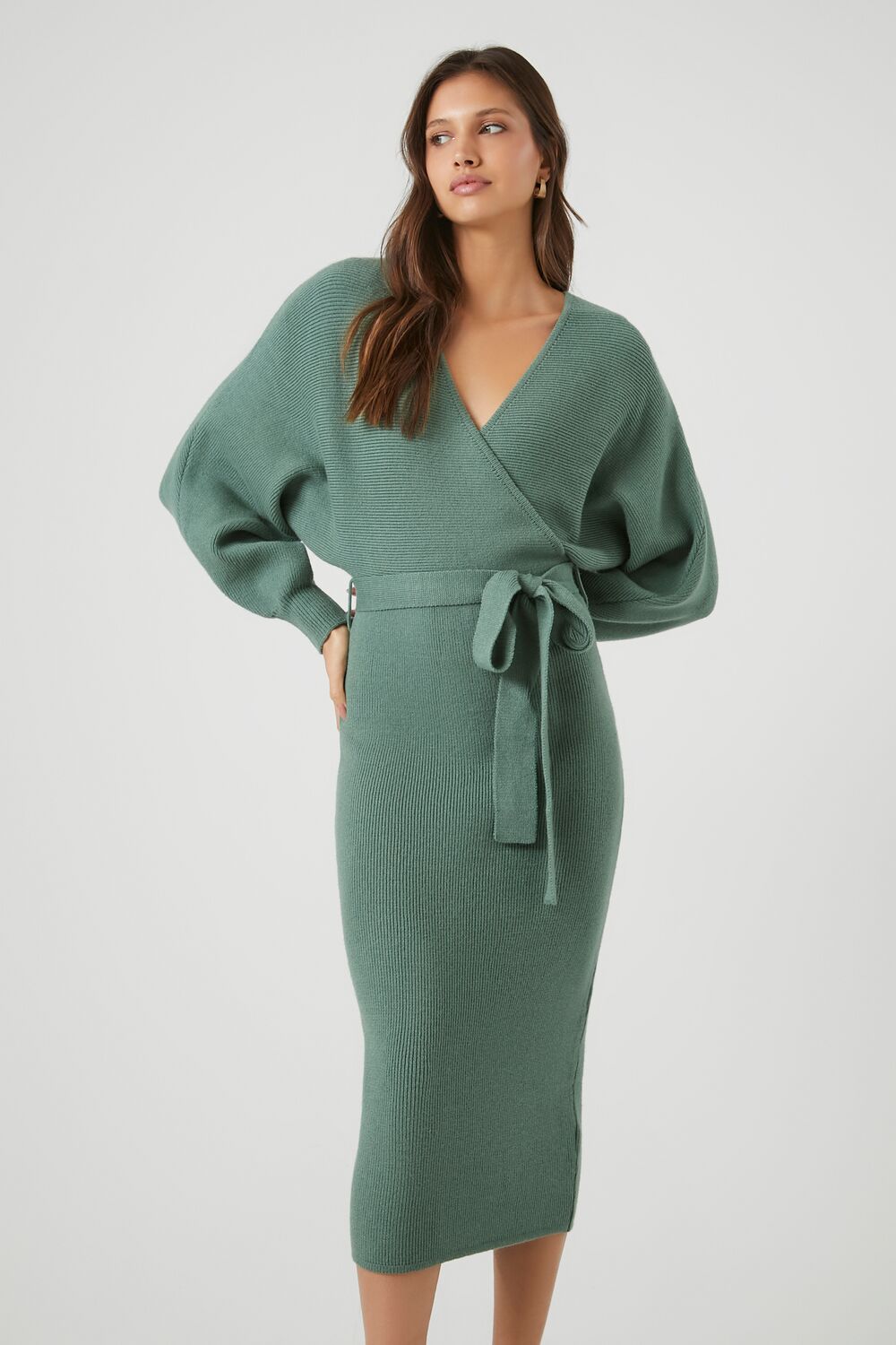 Sweater Midi Wrap Dress