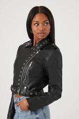 Studded Faux Leather Moto Jacket