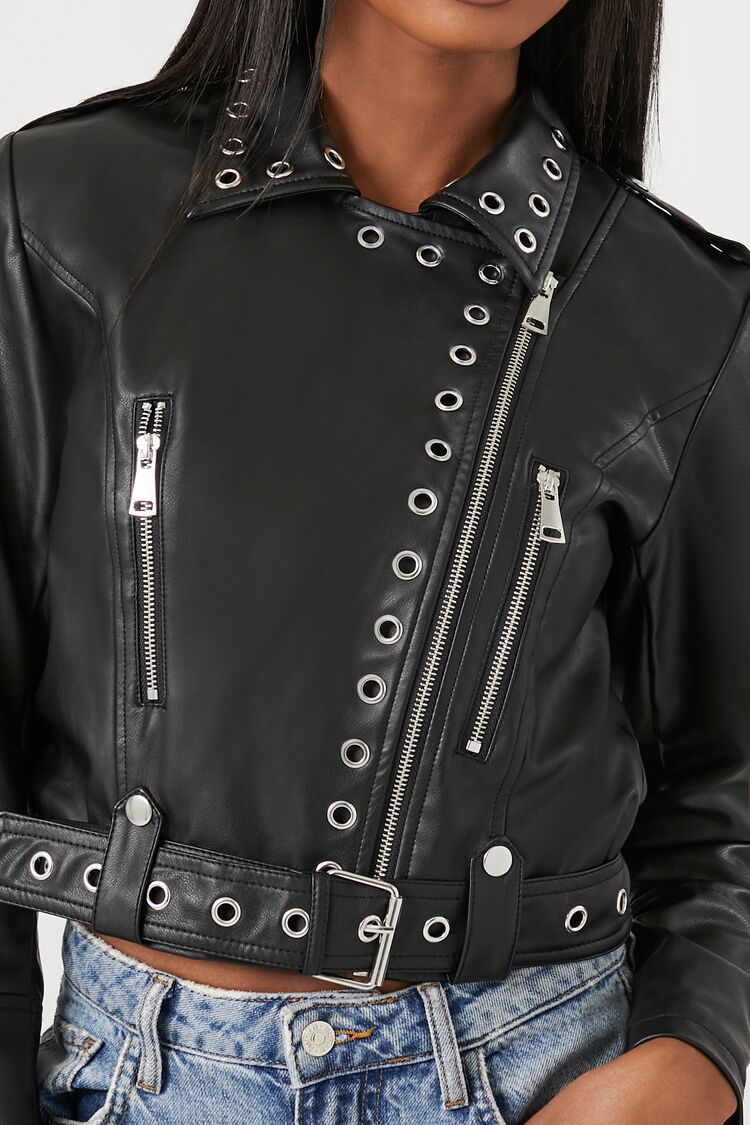 Studded Faux Leather Moto Jacket