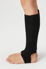 Ribbed Knit Stirrup Leg Warmers