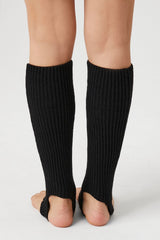 Ribbed Knit Stirrup Leg Warmers