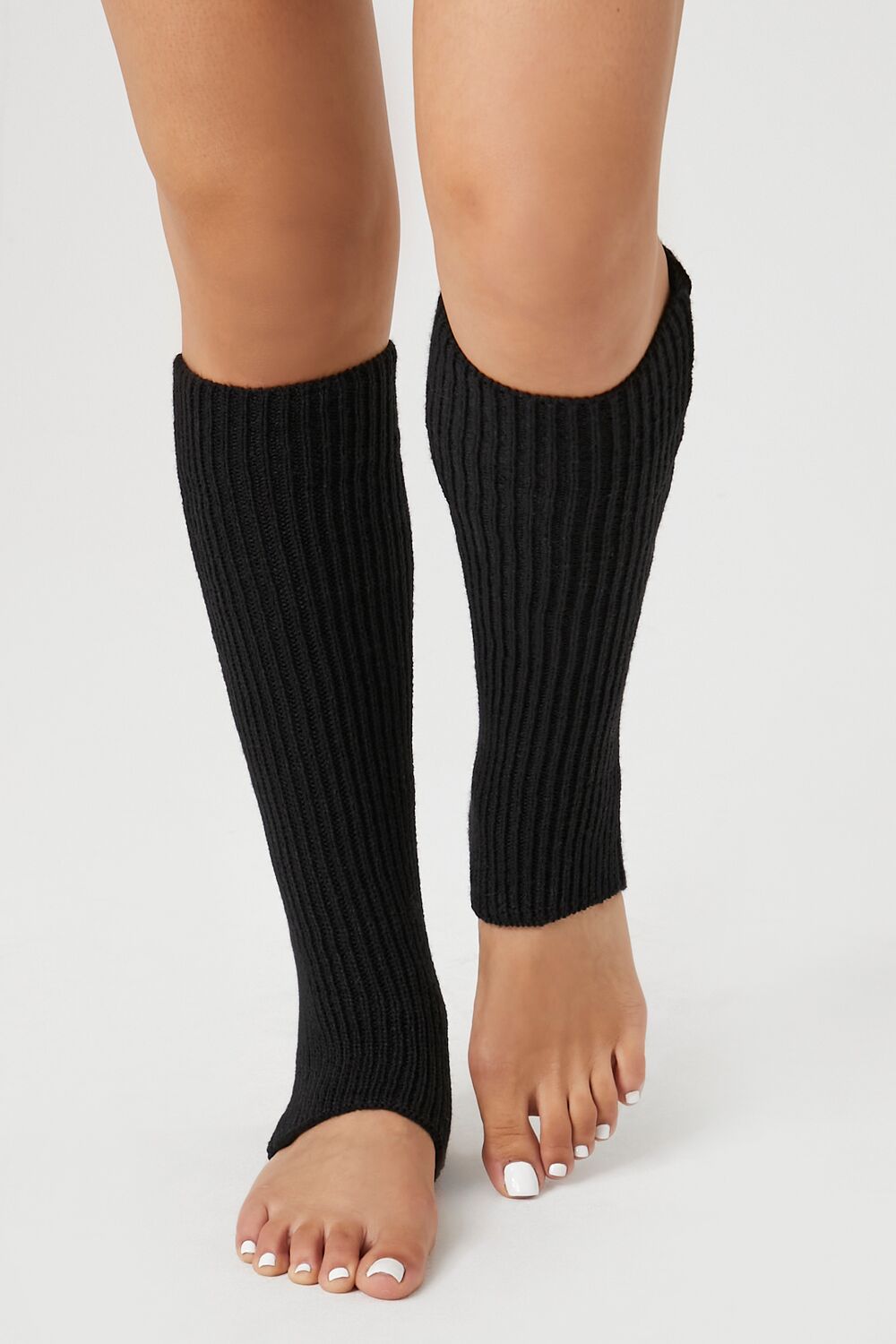 Ribbed Knit Stirrup Leg Warmers