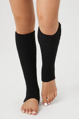 Ribbed Knit Stirrup Leg Warmers
