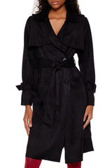 Faux Suede Trench Coat