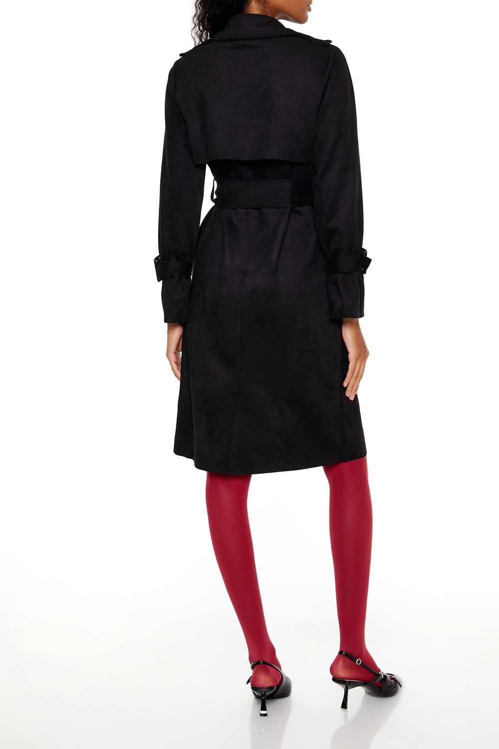 Faux Suede Trench Coat