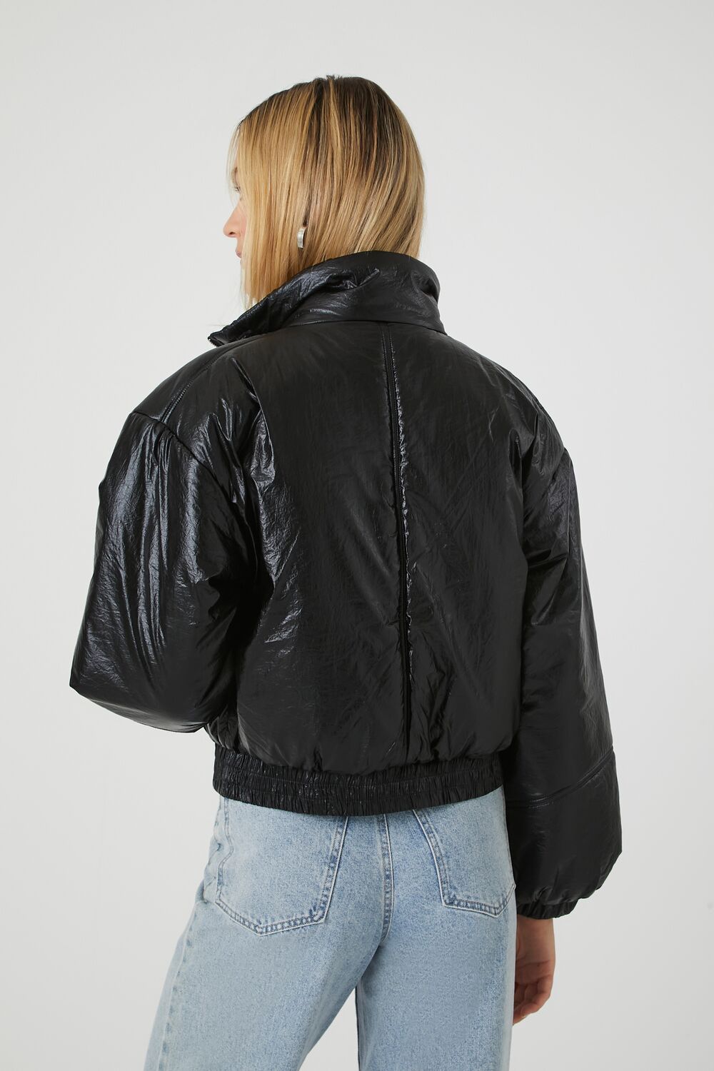 Faux Leather Puffer Jacket
