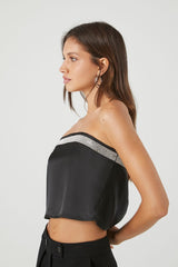 Rhinestone Strapless Crop Top