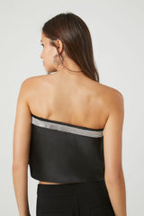 Rhinestone Strapless Crop Top