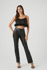 Fur-Trim Cropped Cami