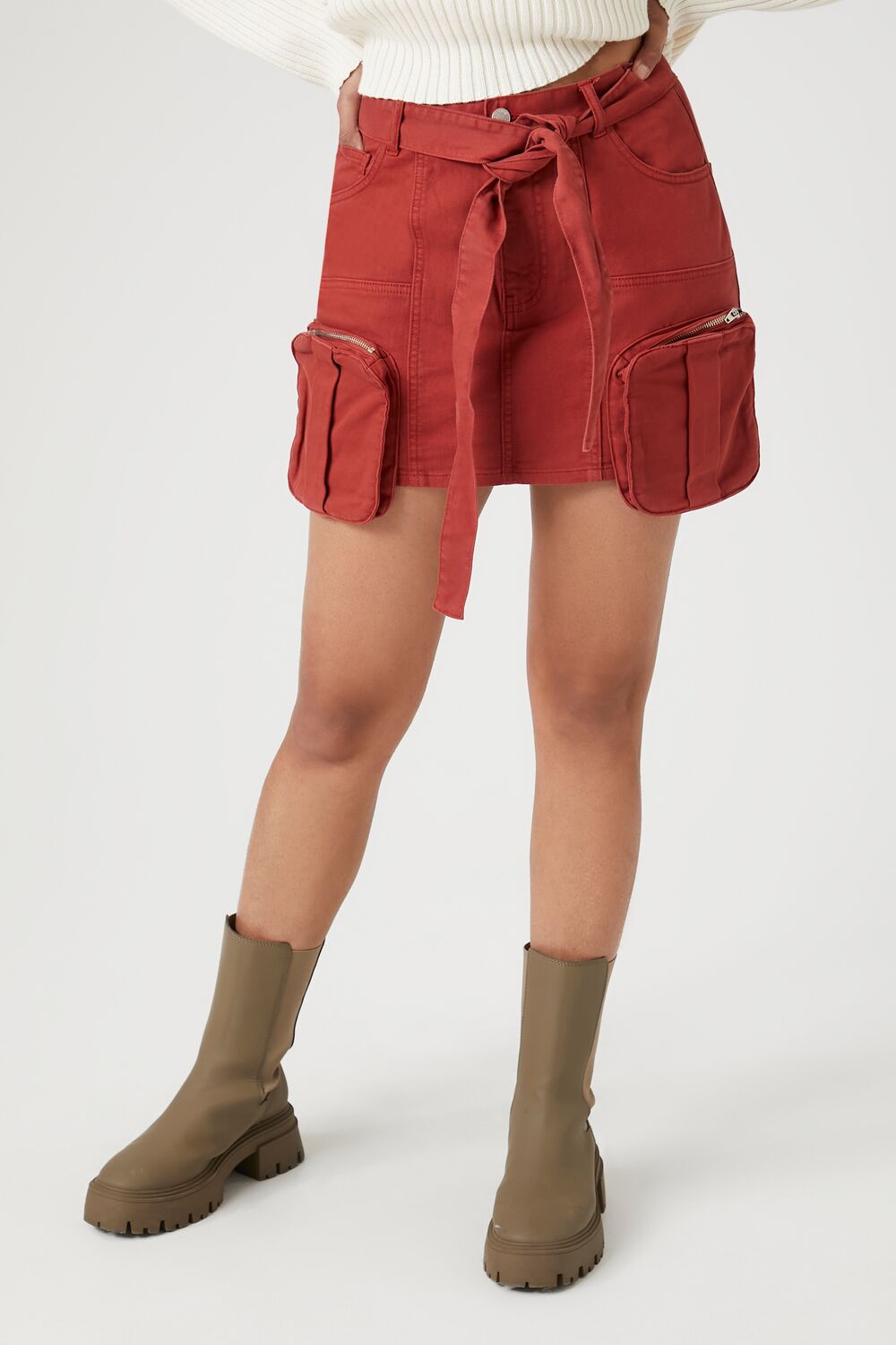 Twill Utility Cargo Mini Skirt