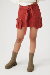 Twill Utility Cargo Mini Skirt