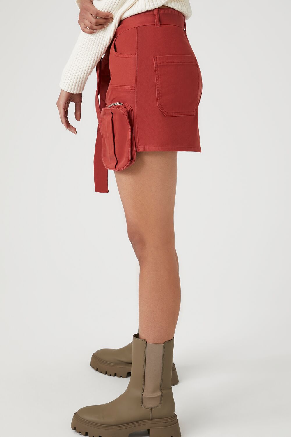 Twill Utility Cargo Mini Skirt