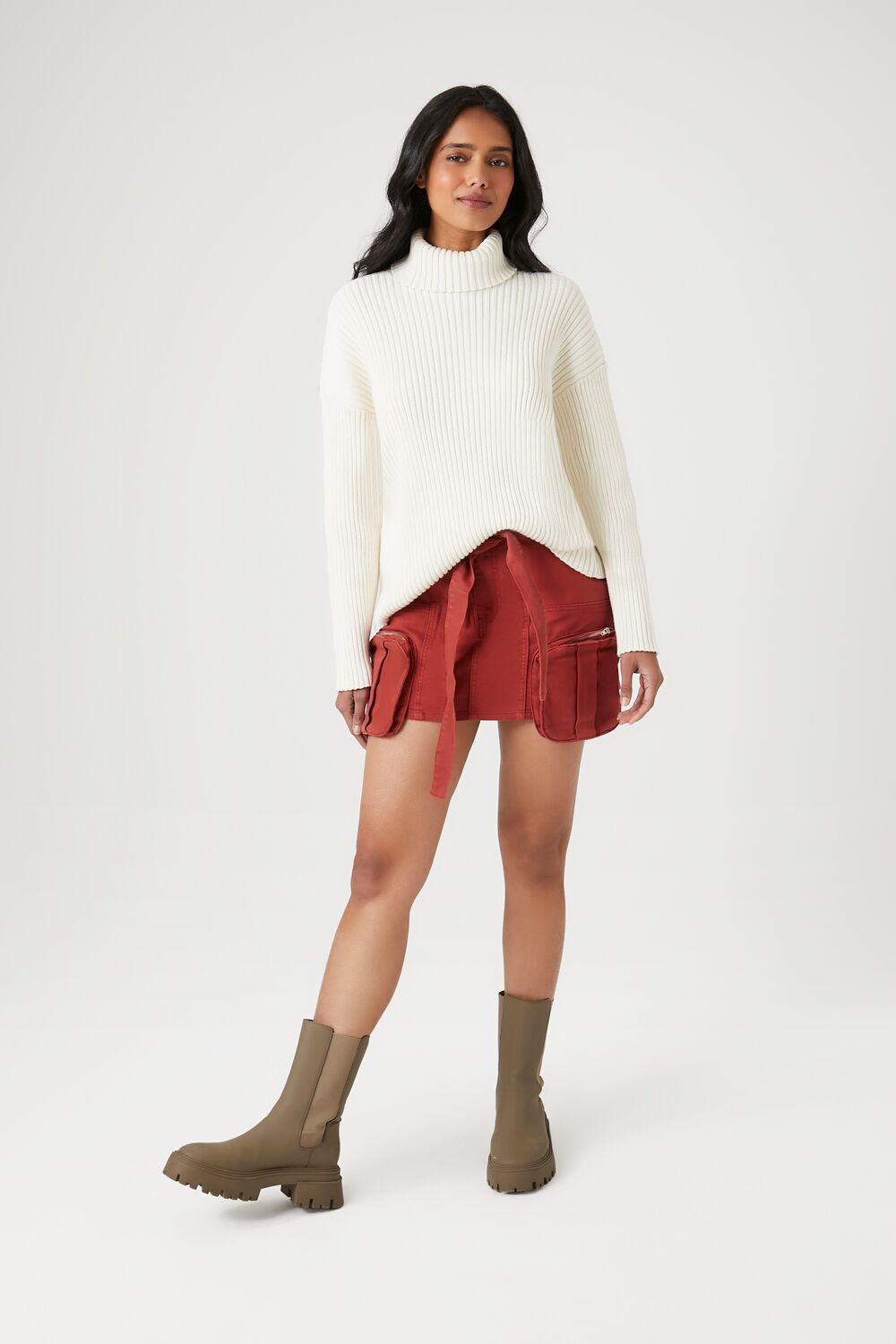 Twill Utility Cargo Mini Skirt
