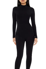 Fitted Mock Neck Jumpsuit