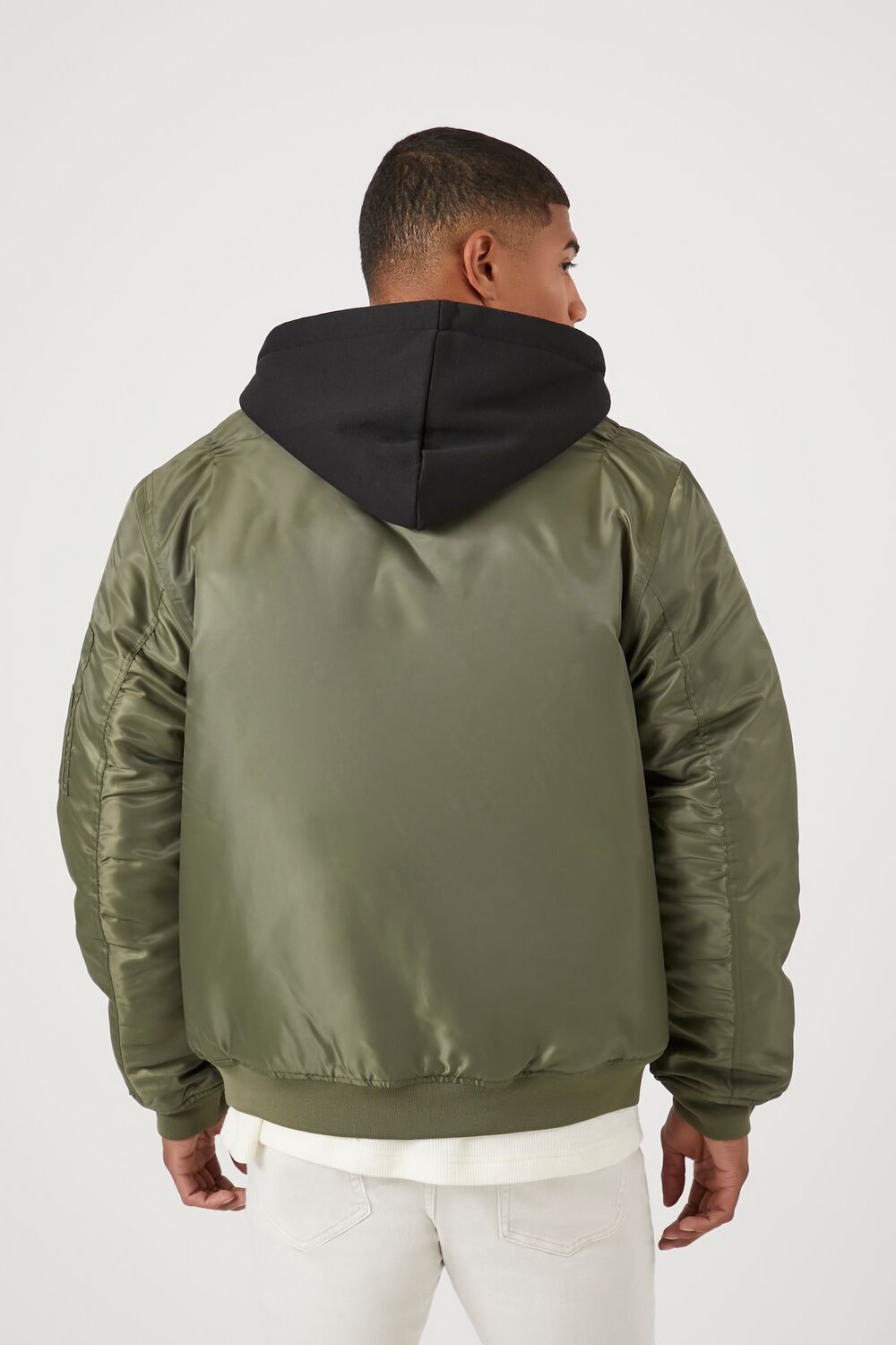 Zip-Up Hooded Bomber Jacket