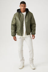 Zip-Up Hooded Bomber Jacket