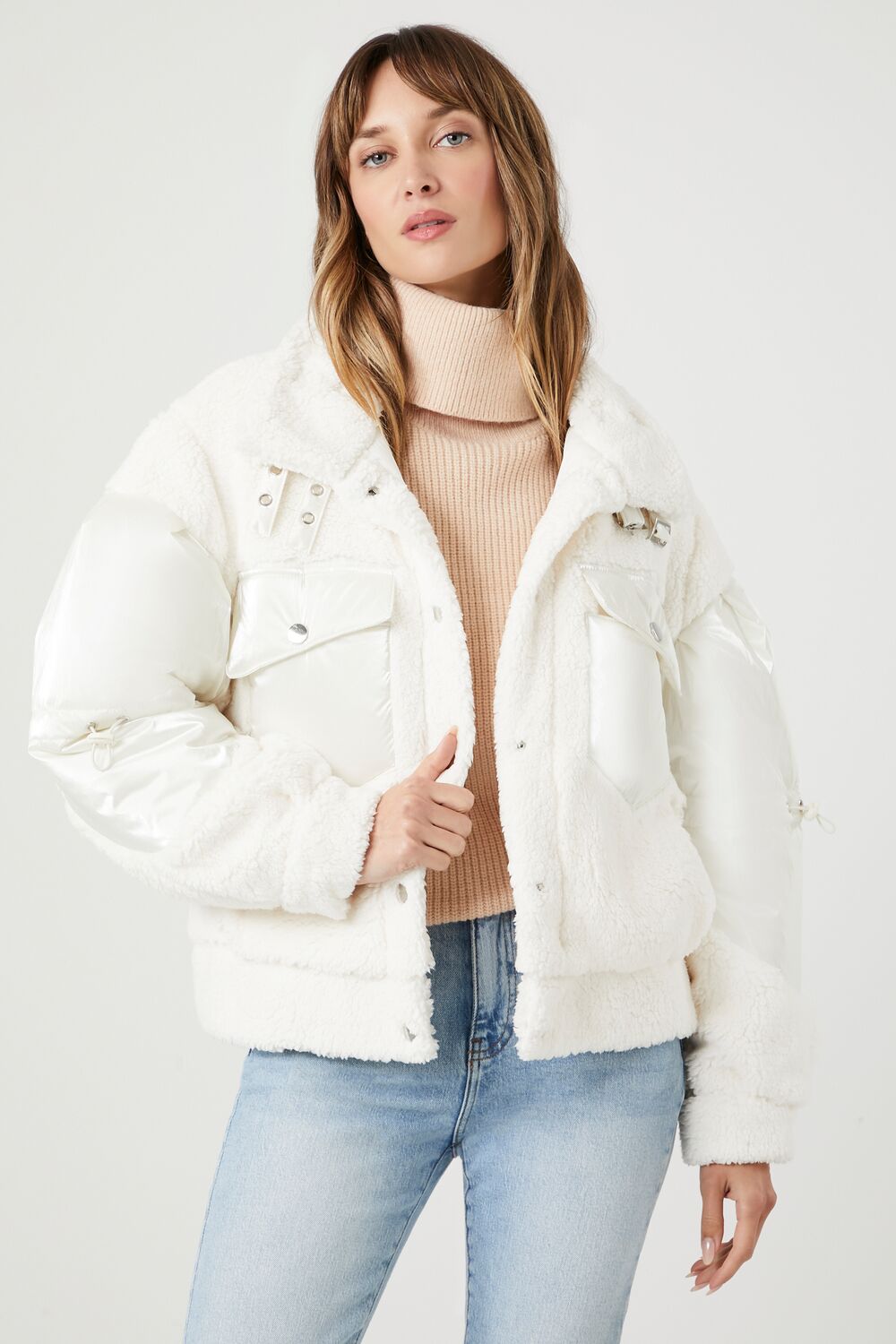 Faux Shearling Puffer Jacket