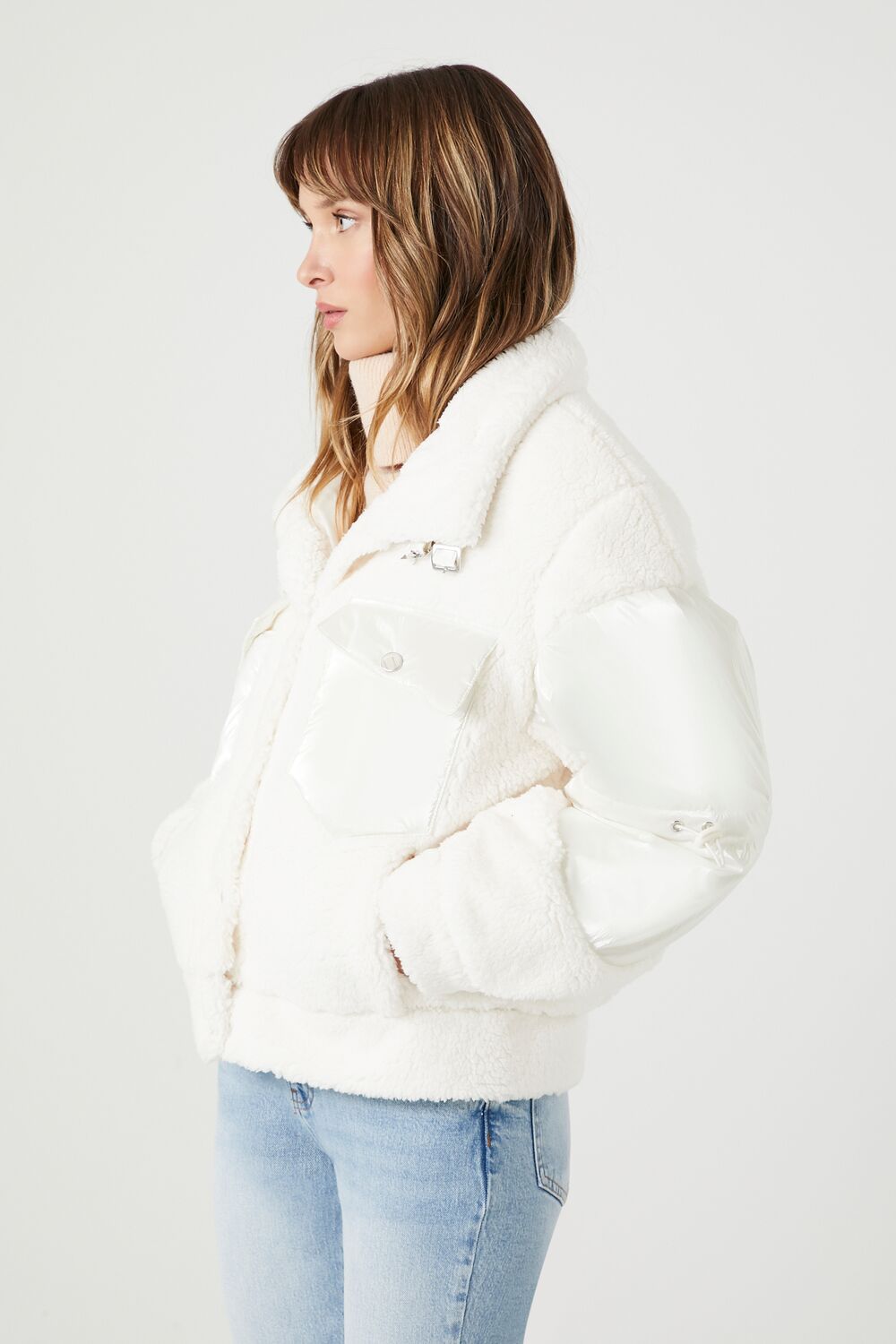 Faux Shearling Puffer Jacket