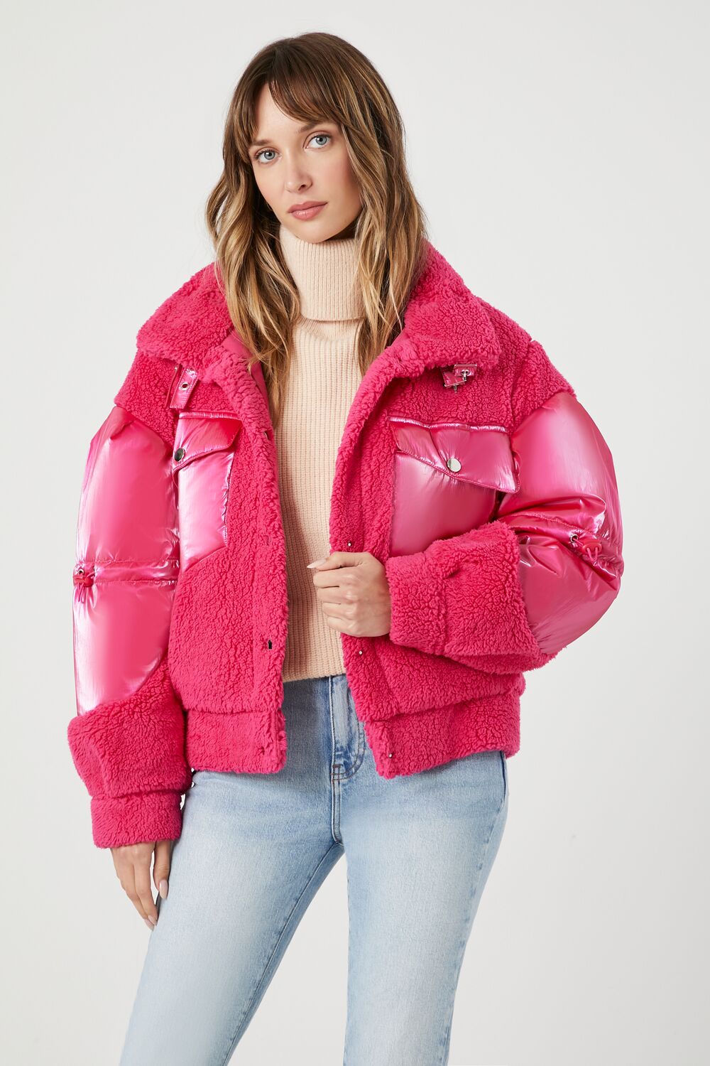 Faux Shearling Puffer Jacket