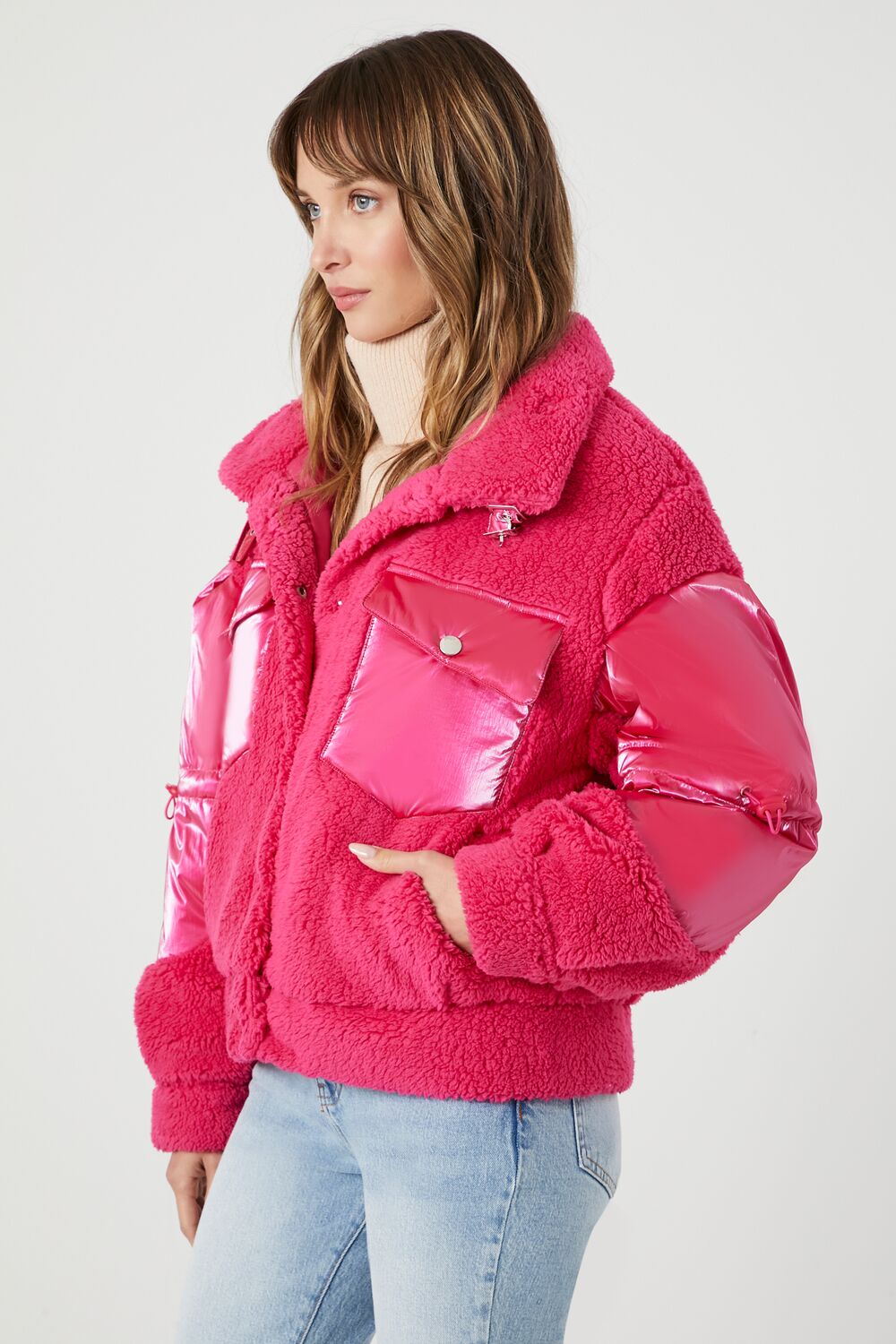 Faux Shearling Puffer Jacket