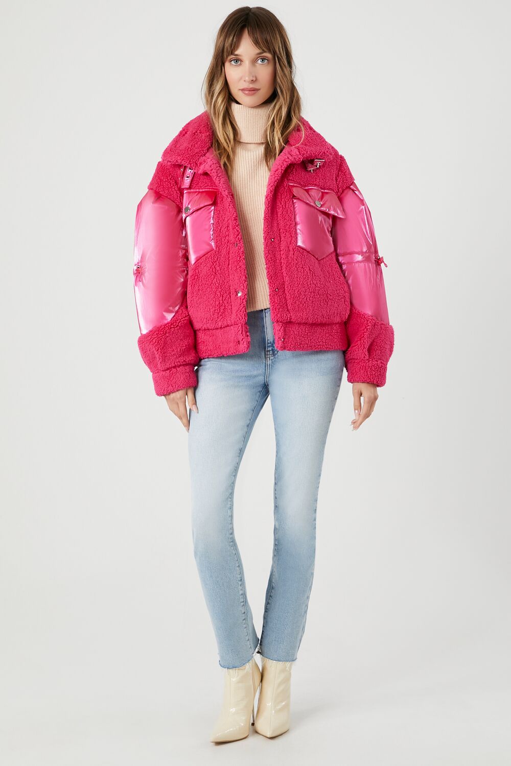 Faux Shearling Puffer Jacket
