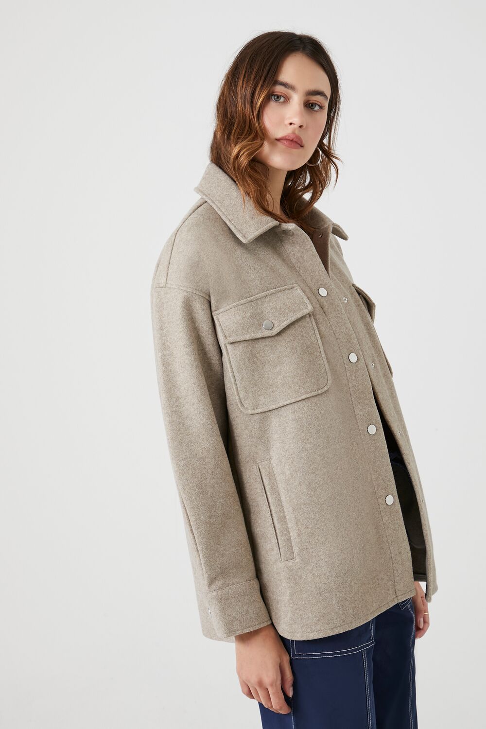 Faux Suede Drop-Sleeve Shacket