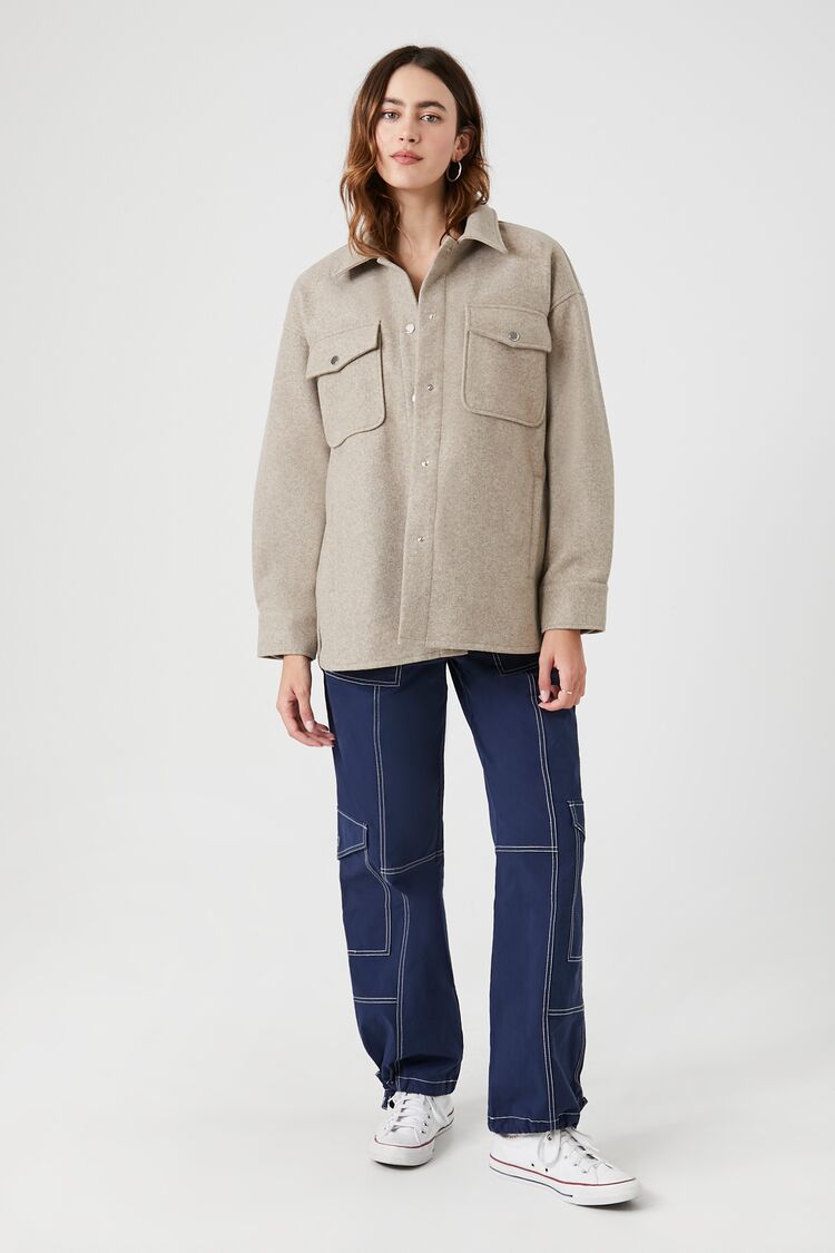 Faux Suede Drop-Sleeve Shacket