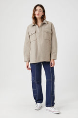 Faux Suede Drop-Sleeve Shacket