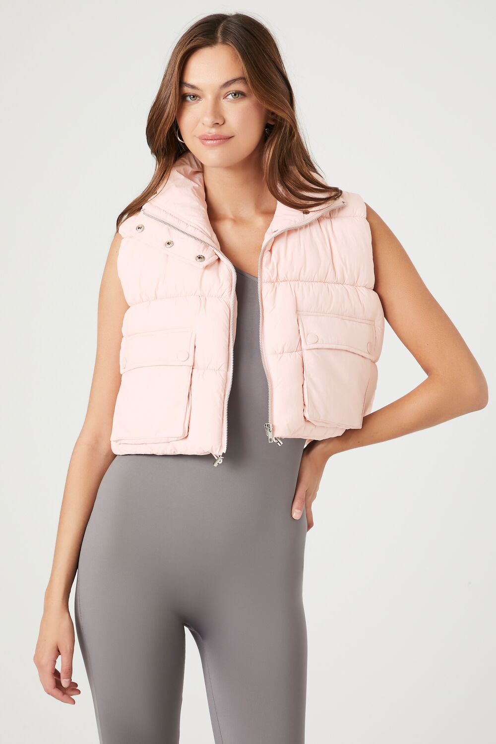 Cropped Zip-Up Puffer Vest