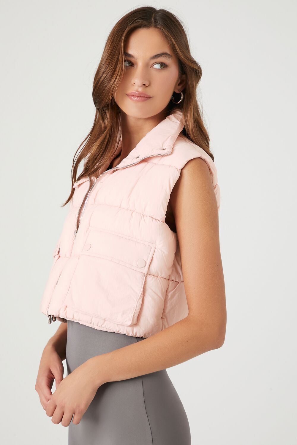 Cropped Zip-Up Puffer Vest